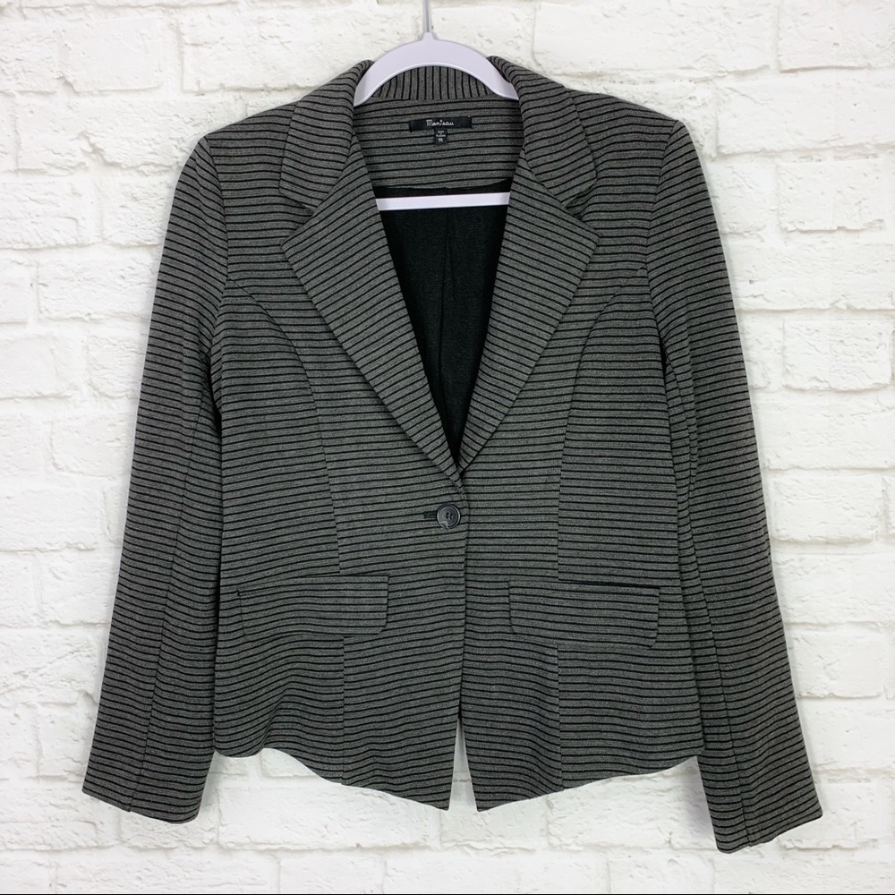 Monteau Ponte Knit Striped Single Button Blazer M